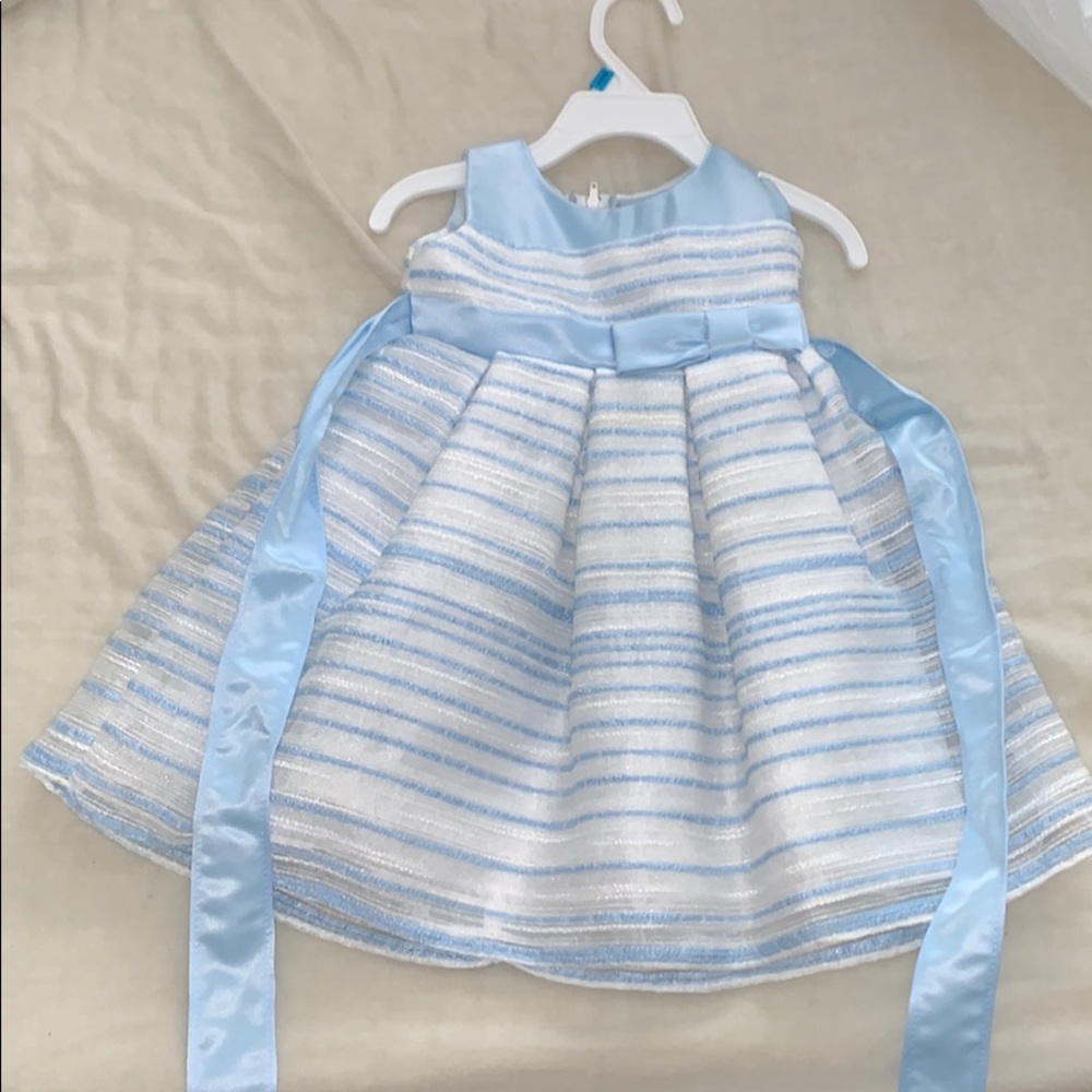Blue and white toddler dress